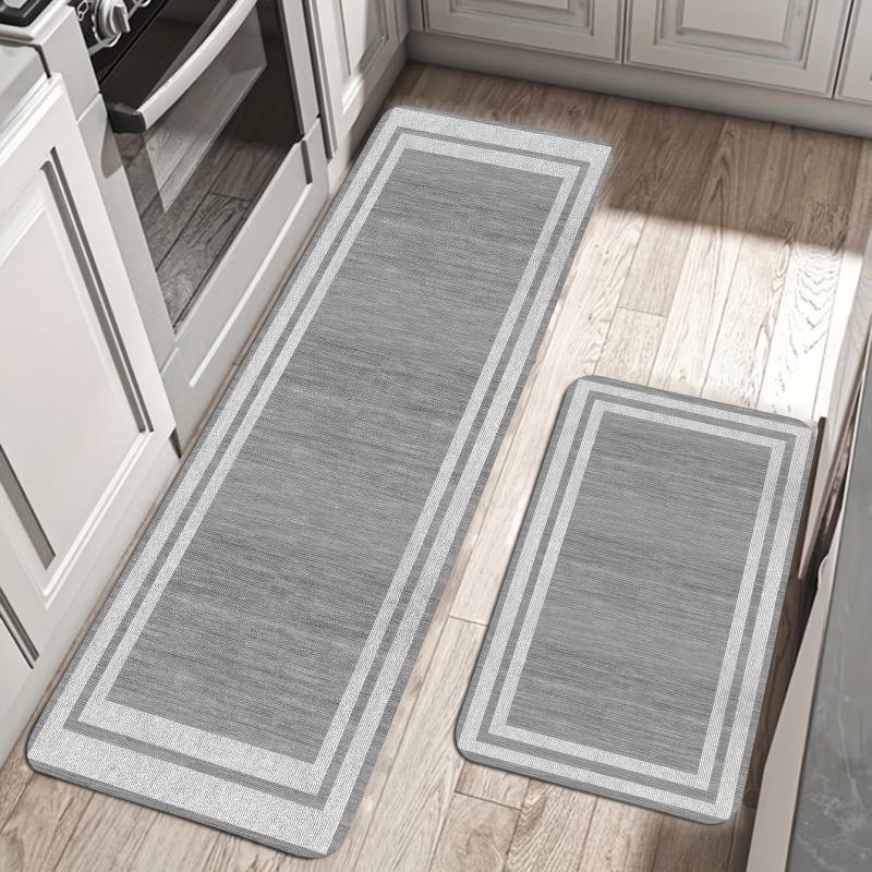 Geometric Printed Non Slip Floor Mat Waterproof Kitchen Rugs And Mats Grey