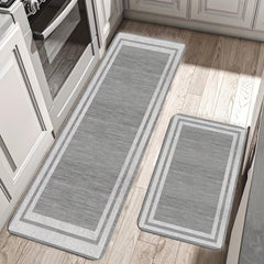 Geometric Printed Non Slip Floor Mat Waterproof Kitchen Rugs And Mats Grey