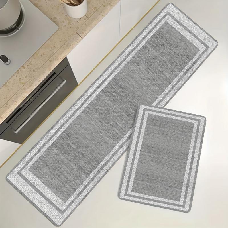 Geometric Printed Non Slip Floor Mat Waterproof Kitchen Rugs And Mats Grey