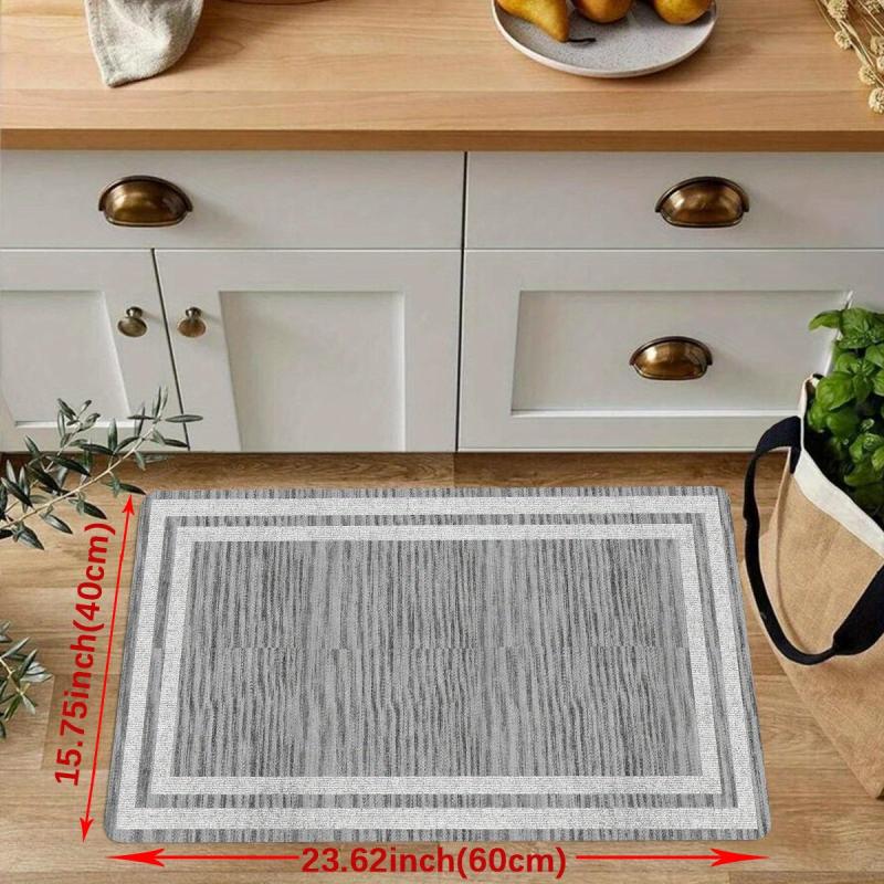 Geometric Printed Non Slip Floor Mat Waterproof Kitchen Rugs And Mats Grey