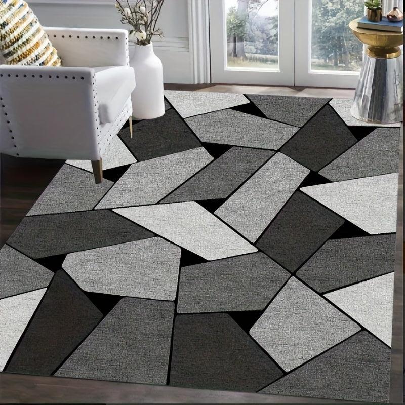 Geometric Area Rug Modern Crystal Velvet Rug Non slip Soft Comfortable Mat