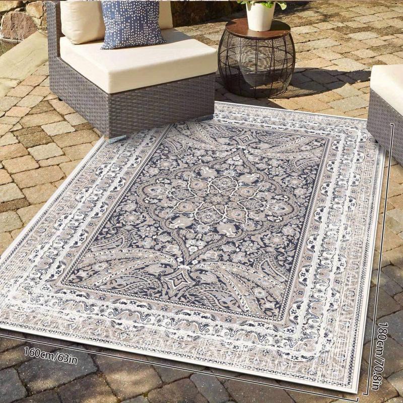 Boho Style Floral Pattern Rug - Non-Slip Home Mat for Living Room & Bedroom