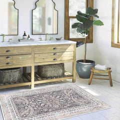 Boho Style Floral Pattern Rug - Non-Slip Home Mat for Living Room & Bedroom