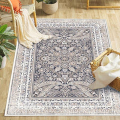Boho Style Floral Pattern Rug - Non-Slip Home Mat for Living Room & Bedroom