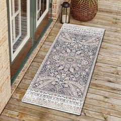 Boho Style Floral Pattern Rug - Non-Slip Home Mat for Living Room & Bedroom