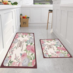 Romantic Kitchen Floor Mat Non Slip Soft Flannel Carpet