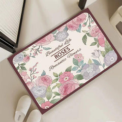 Romantic Kitchen Floor Mat Non Slip Soft Flannel Carpet