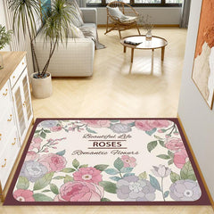 Romantic Kitchen Floor Mat Non Slip Soft Flannel Carpet