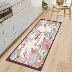 Romantic Kitchen Floor Mat Non Slip Soft Flannel Carpet