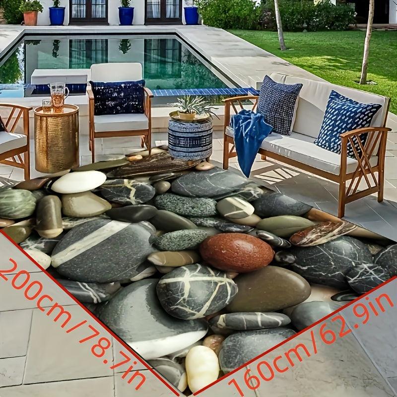 Colorful Stone Pattern Area Rug Modern Non slip Floor Mat