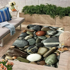 Colorful Stone Pattern Area Rug Modern Non slip Floor Mat