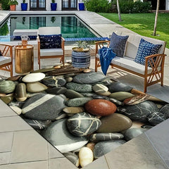 Colorful Stone Pattern Area Rug Modern Non slip Floor Mat