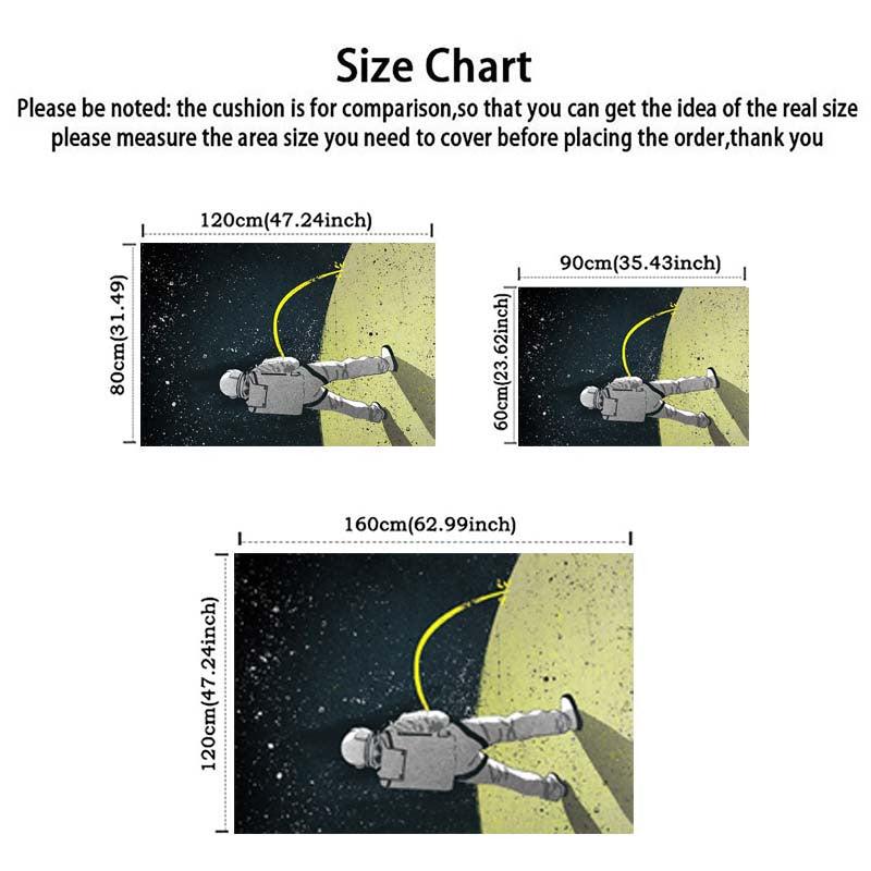 Cartoon Astronaut Print Floor Rug Non-Slip Mat Home Decor Carpet