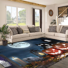 Pumpkin Pattern Halloween Carpet Skeleton Area Rug Horror Mats Decoration
