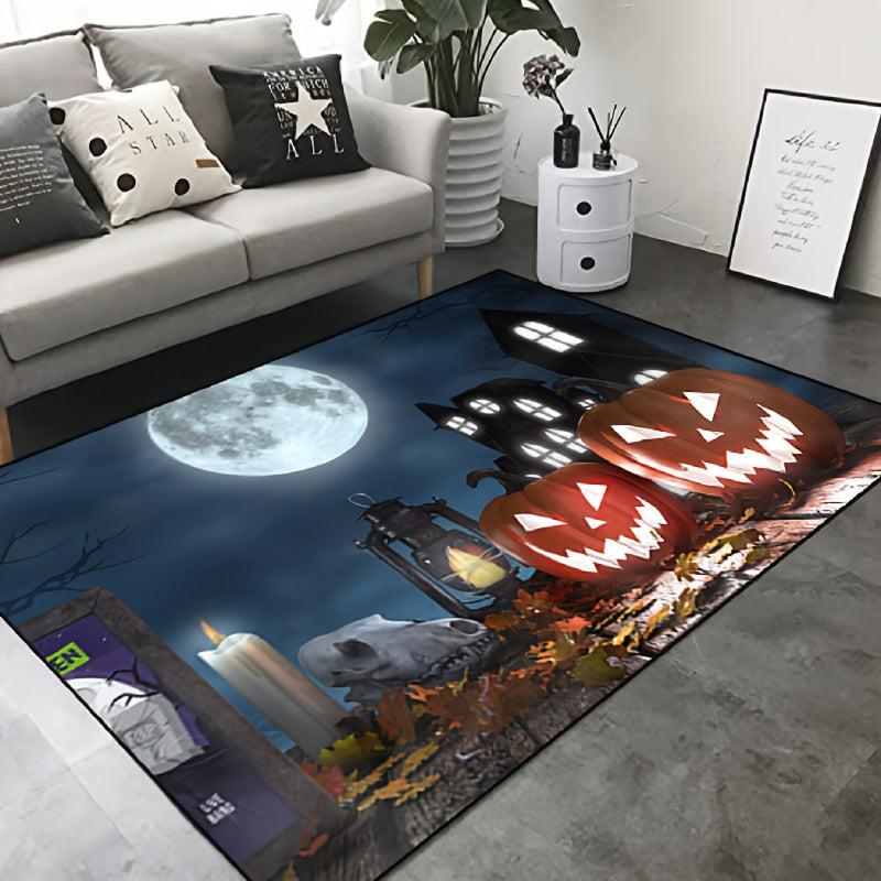 Pumpkin Pattern Halloween Carpet Skeleton Area Rug Horror Mats Decoration