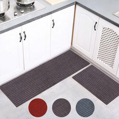 2 Pcs Non Slip Striped Kitchen Floor Mat Absorbent Bathroom Mat 40x60 Inches