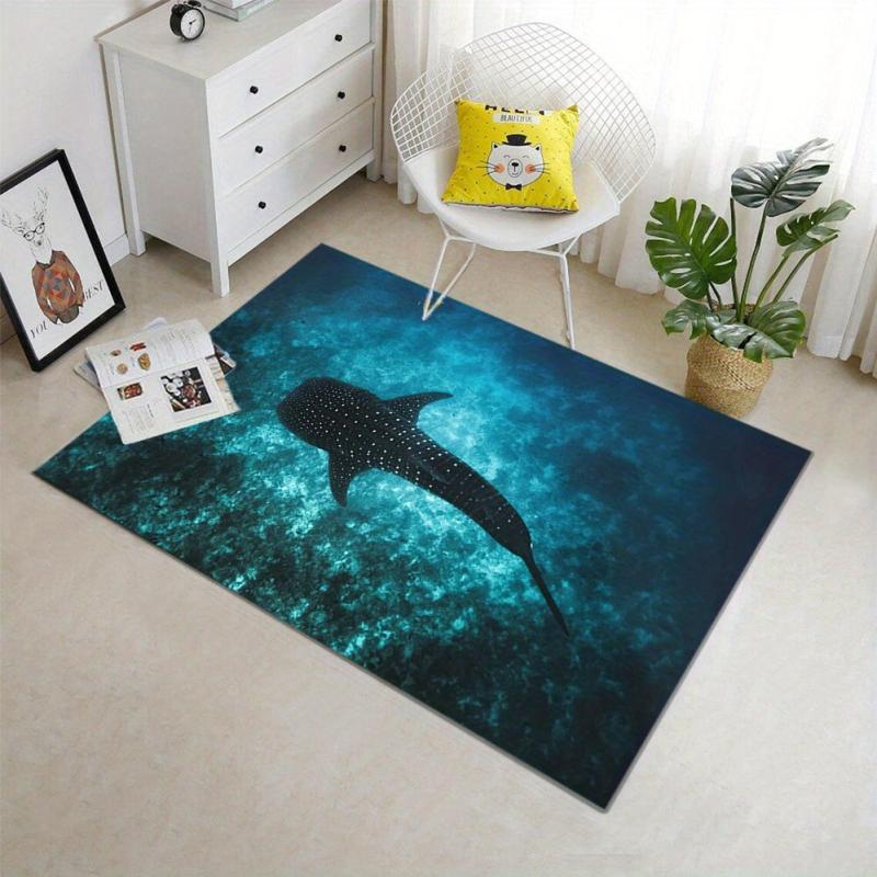 Ocean Whale Shark Pattern Area Rug Machine Washable Anti-slip Carpet