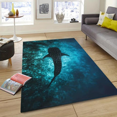 Ocean Whale Shark Pattern Area Rug Machine Washable Anti-slip Carpet