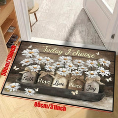 Colorful Daisy Floor Mat Non Slip Indoor Carpet