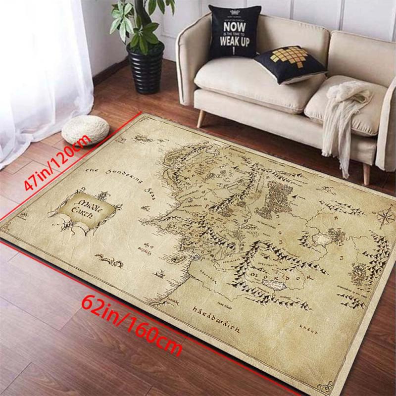 Vintage Medieval Map Print Mat Machine Washable Entrance Doormat