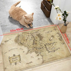 Vintage Medieval Map Print Mat Machine Washable Entrance Doormat