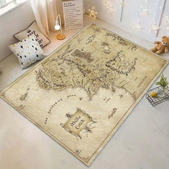 Vintage Medieval Map Print Mat Machine Washable Entrance Doormat