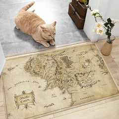Vintage Medieval Map Print Mat Machine Washable Entrance Doormat