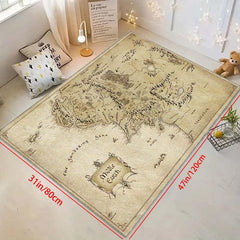Vintage Medieval Map Print Mat Machine Washable Entrance Doormat