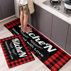 Soft Kitchen Rug Set Non Slip Absorbent Machine Washable Carpet
