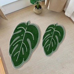 Leaves Green Bath Mat Non Slip Soft Bathroom Rugs