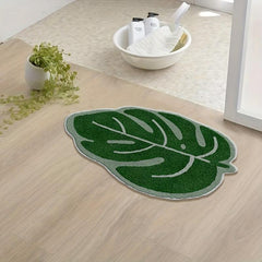 Leaves Green Bath Mat Non Slip Soft Bathroom Rugs