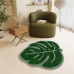 Leaves Green Bath Mat Non Slip Soft Bathroom Rugs