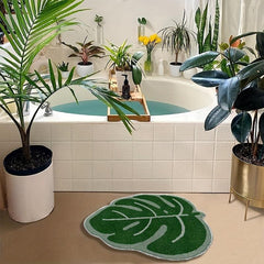 Leaves Green Bath Mat Non Slip Soft Bathroom Rugs