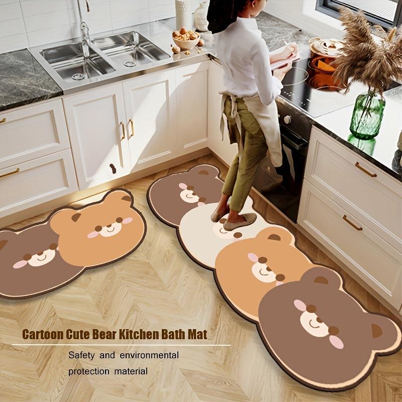 Bear Non-Slip Floor Mat Absorbent Bath Rug Anti-Skid Shower Carpet