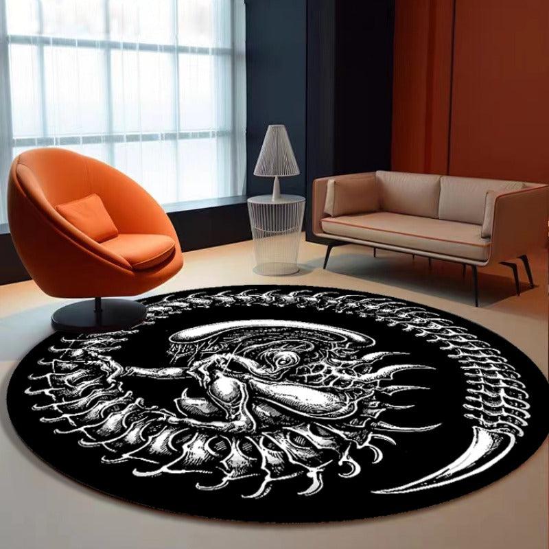 Dark Demon Round Printed Large Area Fluffy Rug Halloween