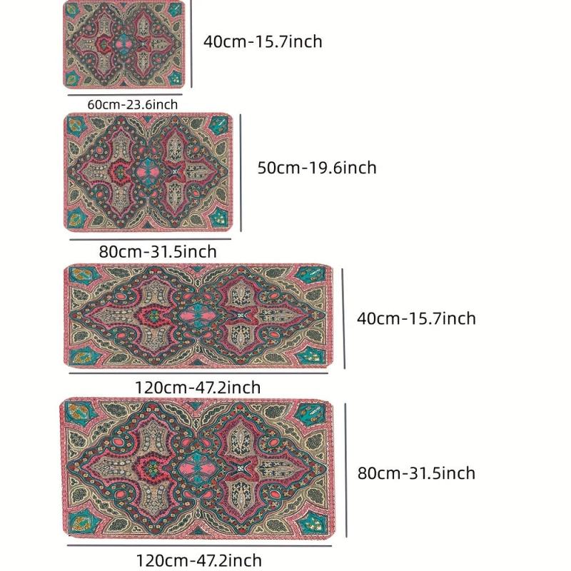 Vintage Bohemian Carpet Non Slip Exotic Ethnic for Entrance Bed Living Sofa