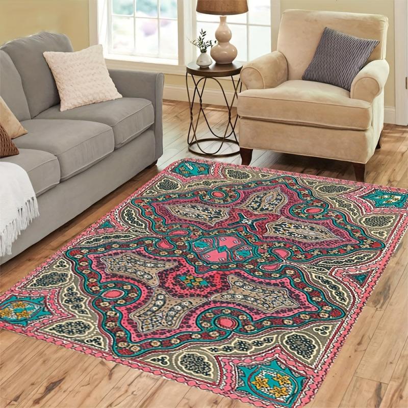 Vintage Bohemian Carpet Non Slip Exotic Ethnic for Entrance Bed Living Sofa