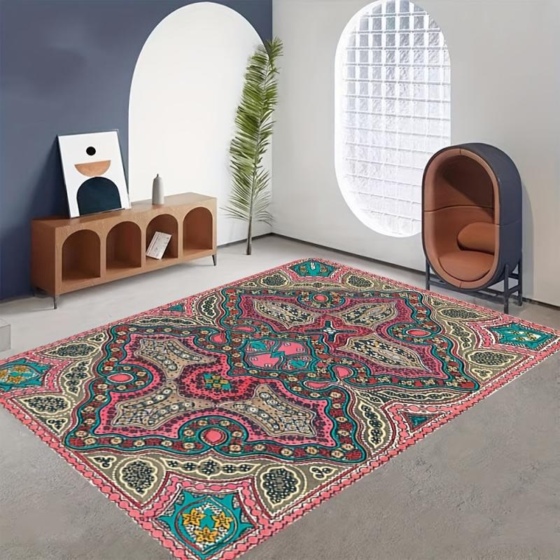 Vintage Bohemian Carpet Non Slip Exotic Ethnic for Entrance Bed Living Sofa
