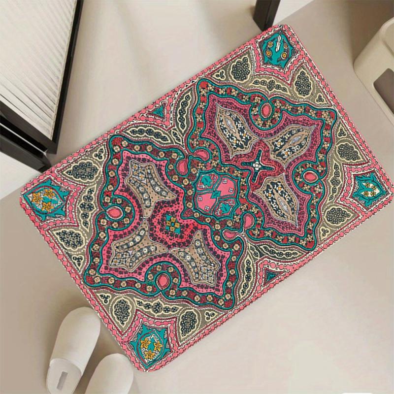 Vintage Bohemian Carpet Non Slip Exotic Ethnic for Entrance Bed Living Sofa