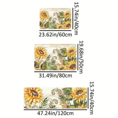 Vintage Sunflower Kitchen Sponge Mat Anti Slip Hallway Balcon Carpet Laundry Flo