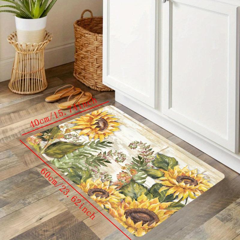 Vintage Sunflower Kitchen Sponge Mat Anti Slip Hallway Balcon Carpet Laundry Flo