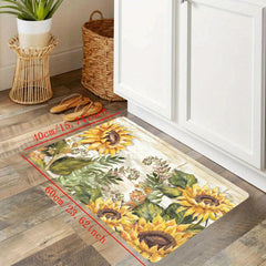 Vintage Sunflower Kitchen Sponge Mat Anti Slip Hallway Balcon Carpet Laundry Flo