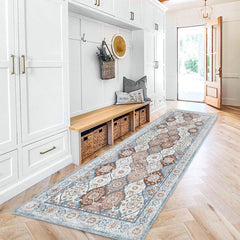 Vintage Boho 2'X10' Runner Rug, Non-Slip, Washable, Long Hallway, Kitchen Mat