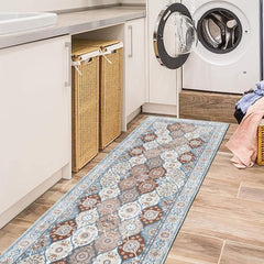 Vintage Boho 2'X10' Runner Rug, Non-Slip, Washable, Long Hallway, Kitchen Mat