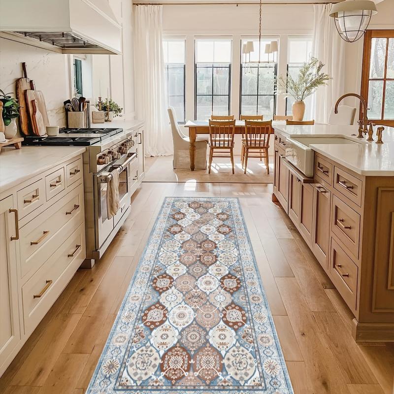 Vintage Boho 2'X10' Runner Rug, Non-Slip, Washable, Long Hallway, Kitchen Mat