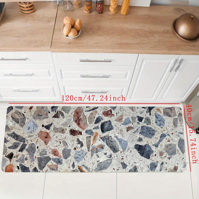 Rock Anti Fatigue Kitchen Mats Rugs Nonslip Polyester Floor Waterproof Cushioned