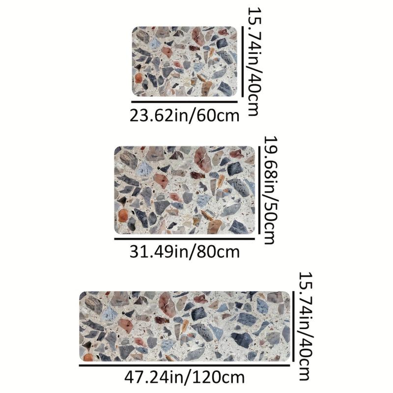 Rock Anti Fatigue Kitchen Mats Rugs Nonslip Polyester Floor Waterproof Cushioned