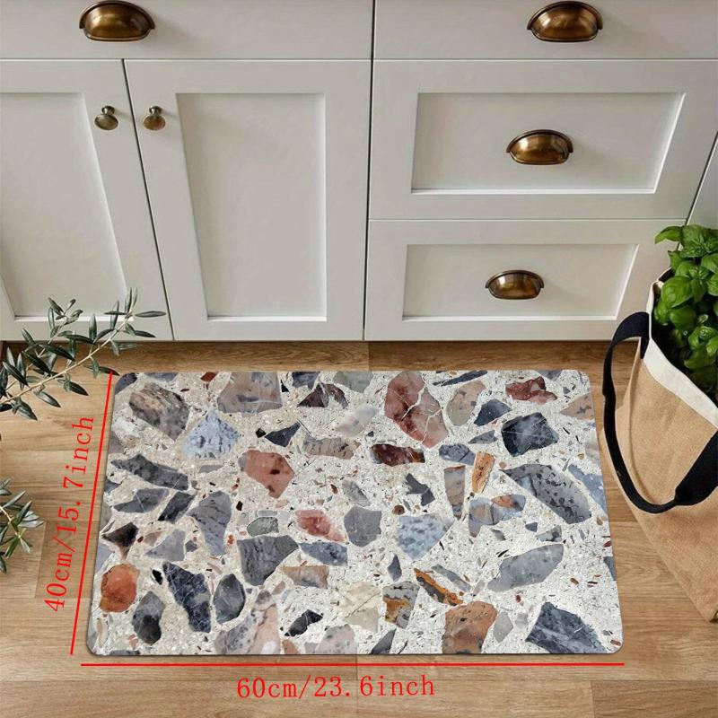 Rock Anti Fatigue Kitchen Mats Rugs Nonslip Polyester Floor Waterproof Cushioned