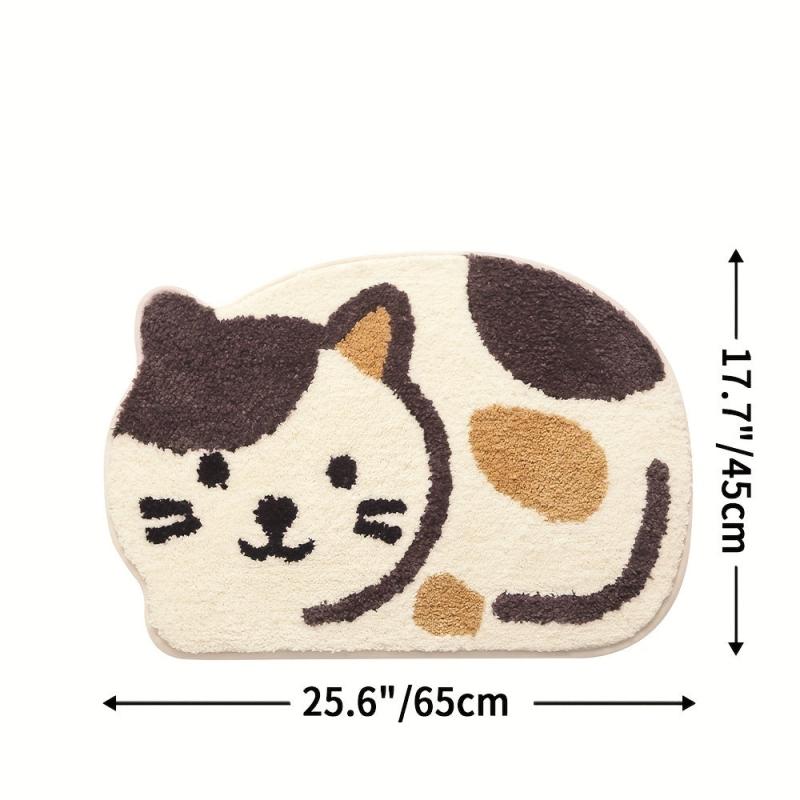 Cartoon Cat Bathroom Rug Absorbent Kitchen Floor Carpet