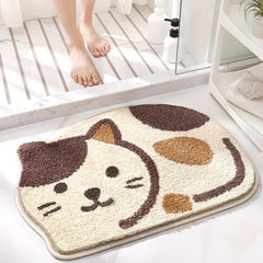 Cartoon Cat Bathroom Rug Absorbent Kitchen Floor Carpet